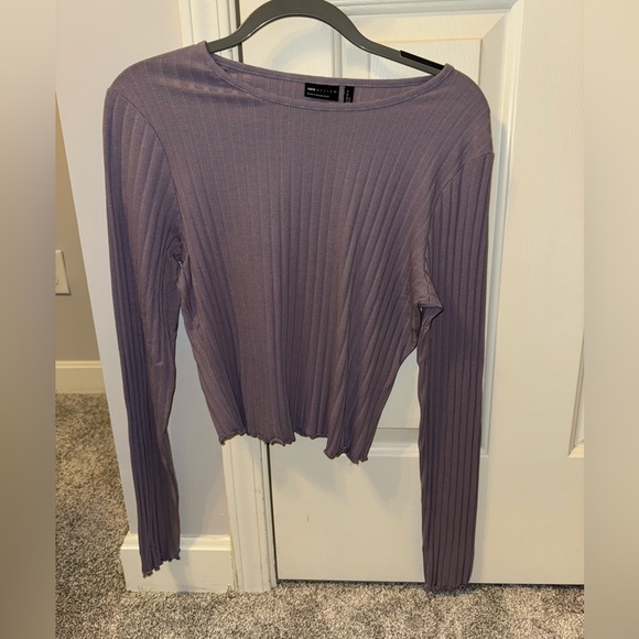 ASOS Tops - ASOS Women's Purple Ribbed Long Sleeve Top